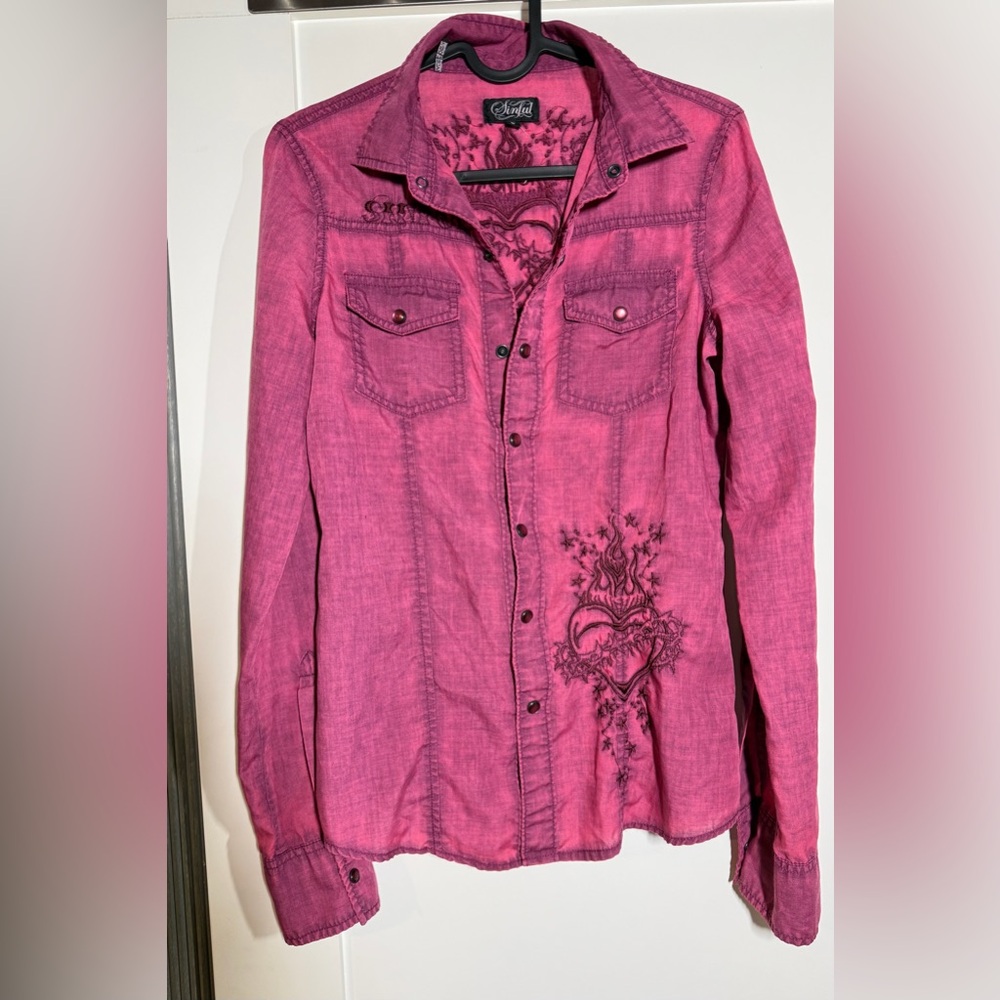 Sinful Deep Pink Embroidered Shirt